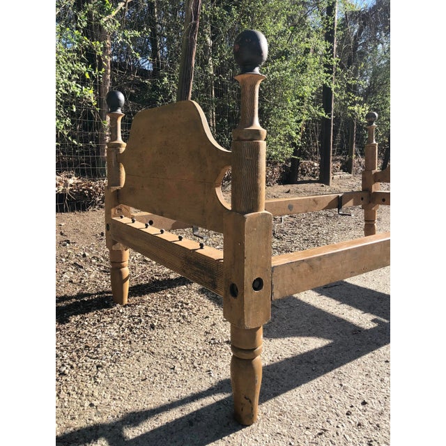 Brown Late 19th Century Antique Hand Painted Rope Bed For Sale - Image 8 of 13