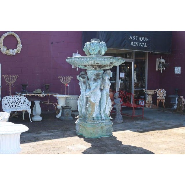 Metal Monumental Classical Greco-Roman Bronze Garden Fountain Life-Sized Females 20th Century For Sale - Image 7 of 18