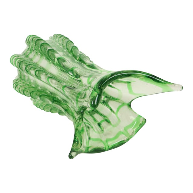 1960s Large Vintage Green Glass Vase, 1960s For Sale - Image 5 of 18