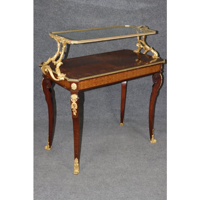 French Louis XV Gilt Bronze Inlaid Attributed Sormani Dessert Table For Sale - Image 9 of 10