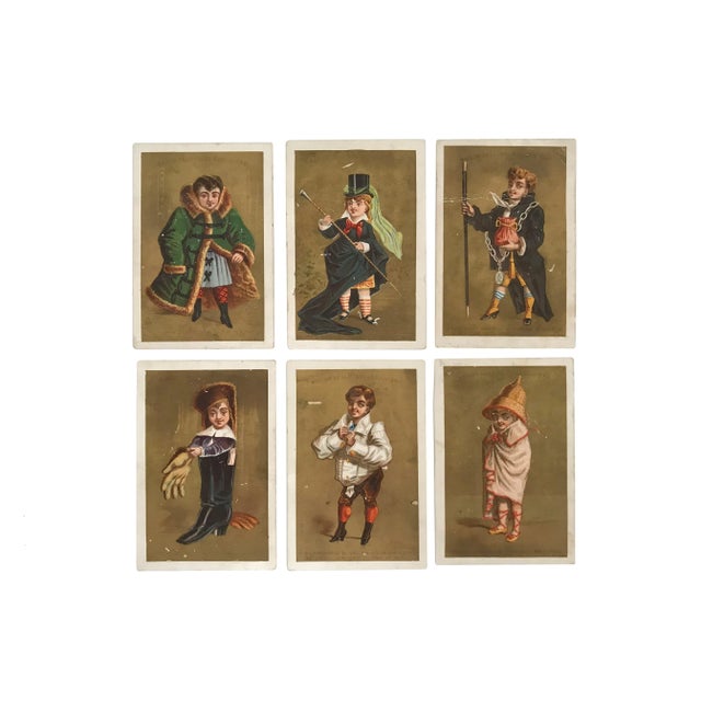 Late 19th Century Antique 19th-Century Chromolithograph French Publicity Cards - Set of 6 For Sale - Image 5 of 6