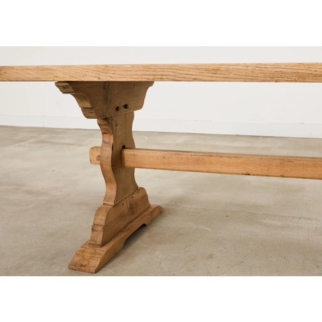 Country French Bleached Oak Farmhouse Dining Table 6.5 Ft For Sale - Image 9 of 18