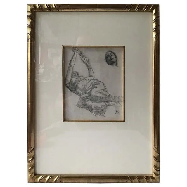 1880s Paul Albert Besnard Pencil Drawing of Floating Face For Sale - Image 10 of 10