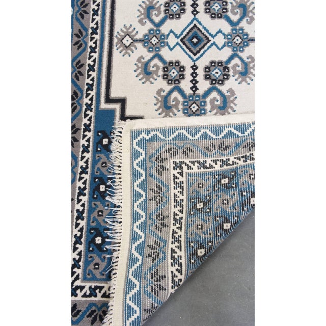 Blue Rug with Mainly Blue and White Tones and Sleek Patterns For Sale - Image 8 of 9