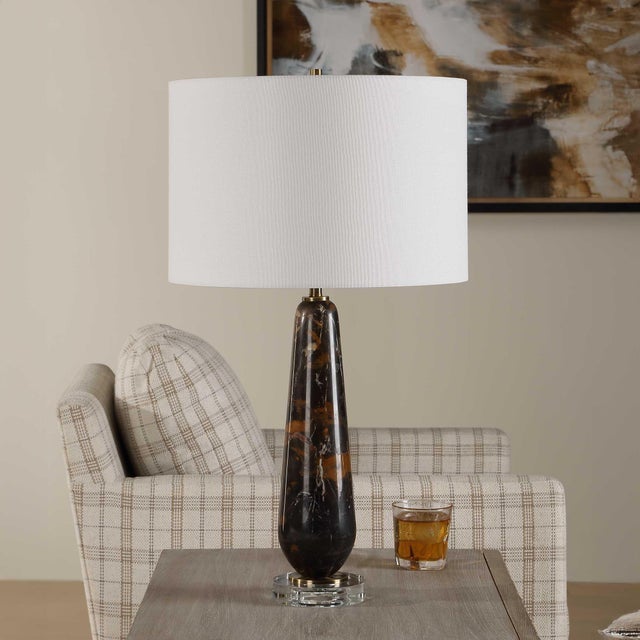 Mid-Century Modern Dames Dark Marble Table Lamp For Sale - Image 3 of 6