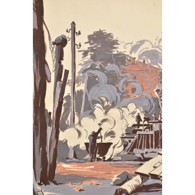 1950s Alber Goltjakov, Construction Work, 1957, Mixed Media on Paper For Sale - Image 5 of 8