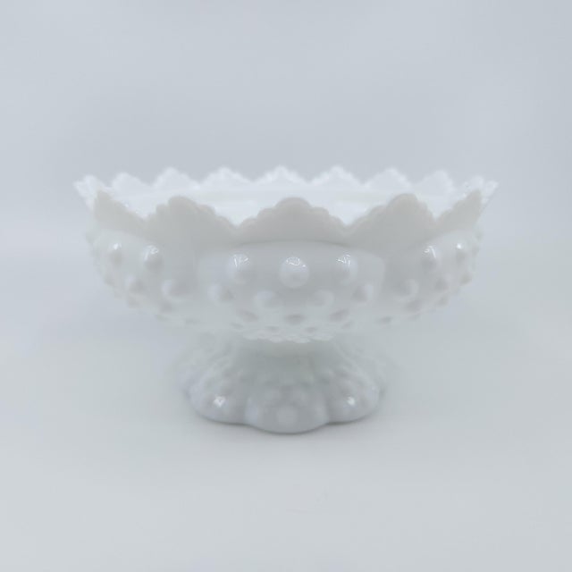 White Vintage Fenton Milk Glass Hobnail Pedestal Candle Holder For Sale - Image 8 of 12