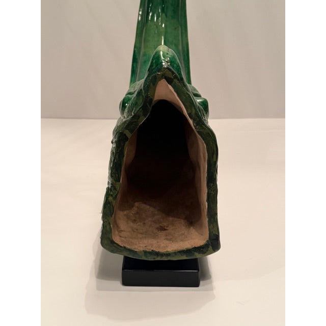 Chinese Antique Glazed Ceramic Dragon Roof Tile on Custom Stand For Sale - Image 9 of 12