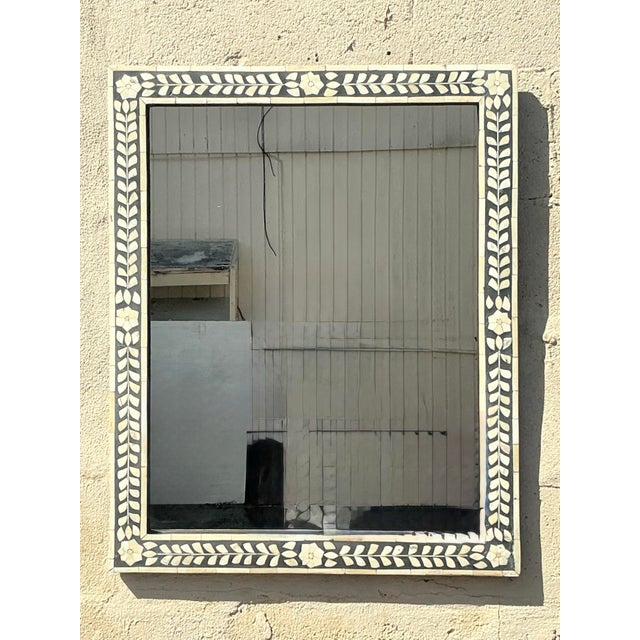 Black Vintage Boho Inlay Mirror For Sale - Image 8 of 8