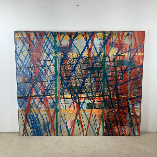 Large Contemporary Architectural Abstract Painting, 70x59 For Sale - Image 4 of 12