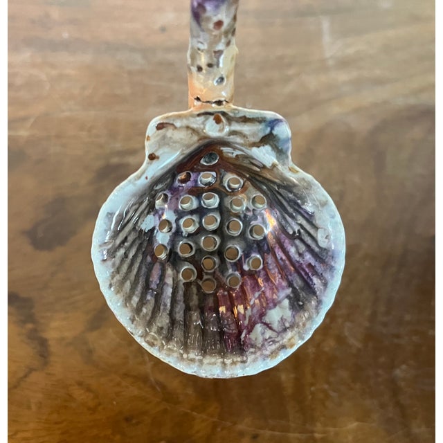 Antique early 19th century English George III Wedgwood creamware pink luster ladle. The ladle is part of the conchology or...