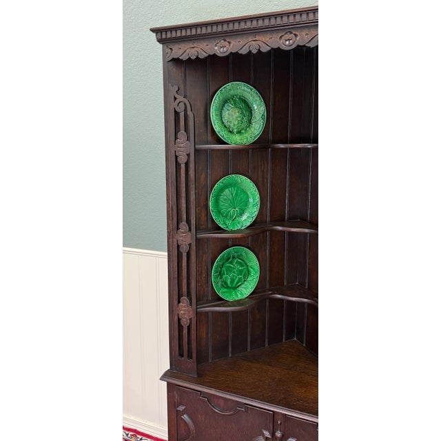 Antique English Jacobean Corner Cabinet Barley Twist Legs Oak Key Tall 1920s For Sale - Image 17 of 18