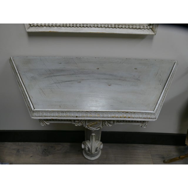 Wood Early 20th Century Antique Italian Mirrored Top Cartouche Console Table For Sale - Image 7 of 11