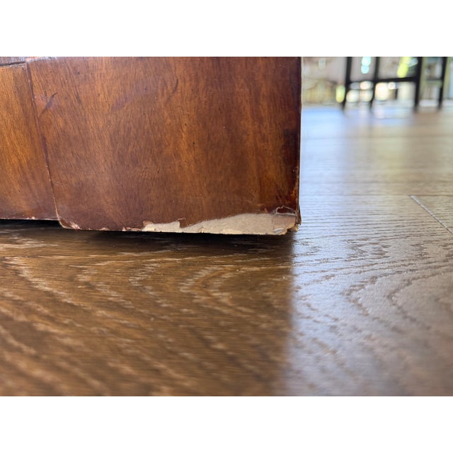 1980s Maitland-Smith Burl Wood Executive Desk With Leather Inset Top – Double Pedestal, Brass Hardware For Sale - Image 15 of 17