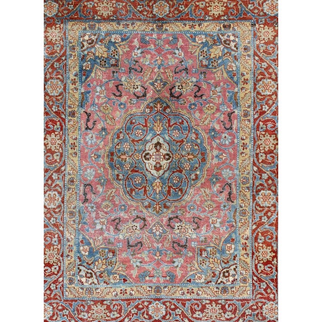 Ornate and Regal Medallion Tabriz Rug From Persia 4'7"x6'4" For Sale - Image 4 of 8