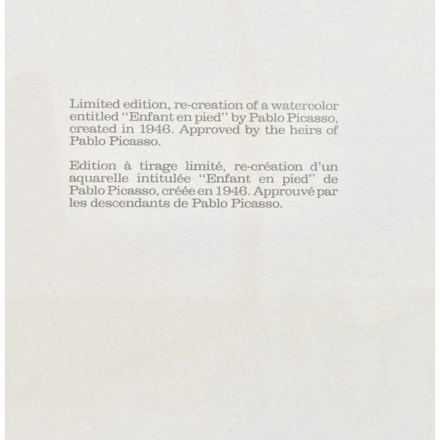 Cubism "Enfant en Pied" 1980s Pablo Picasso Estate Lithograph For Sale - Image 3 of 3