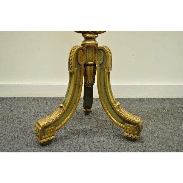 1900 - 1909 Antique French Louis XVI XV Style Carved Giltwood Green Oval Fireplace Screen For Sale - Image 5 of 10