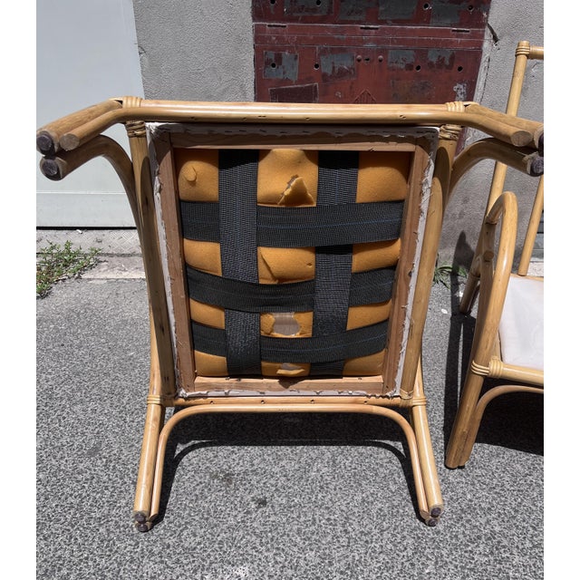 Large Vintage Italian Bamboo Armchairs with Floral Cushions, 1970s, Set of 2 For Sale - Image 6 of 8