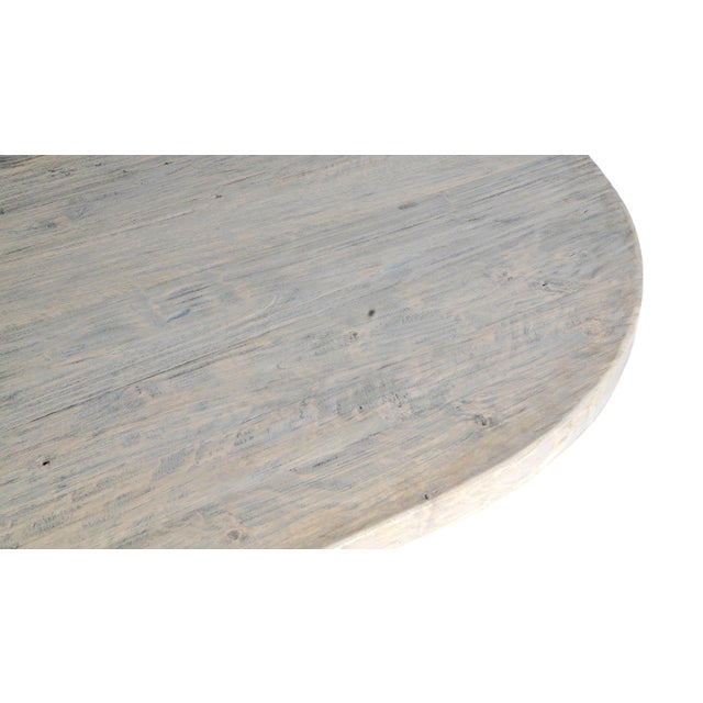 Mid Century Hammered Textured Base With Reclaimed Elm Table Top For Sale - Image 4 of 6