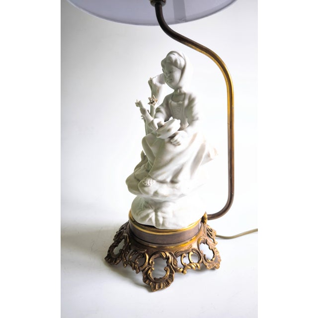 Mid 20th Century Bronze and Biscuit Porcelain Table Lamp For Sale - Image 12 of 15