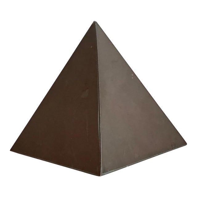 Vintage Sarreid Patinated Metal Pyramid Sculpture For Sale