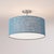 Mid-Century Modern Stretch Semi Flush Mount 18"d Luminaire by Nova of California - Drum Turquoise Linen Shade, Satin Nickel, Dimmable For Sale - Image 3 of 4