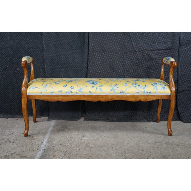 Vintage Minton Spidell French Provincial Style Walnut Window Bench & Pillows For Sale - Image 11 of 18
