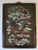 Asian Antique 1930s Chinese Dragon Painted Glass Colored Flowers White Clouds Brown Wood Frame Brass Hanging Hardware For Sale - Image 3 of 14