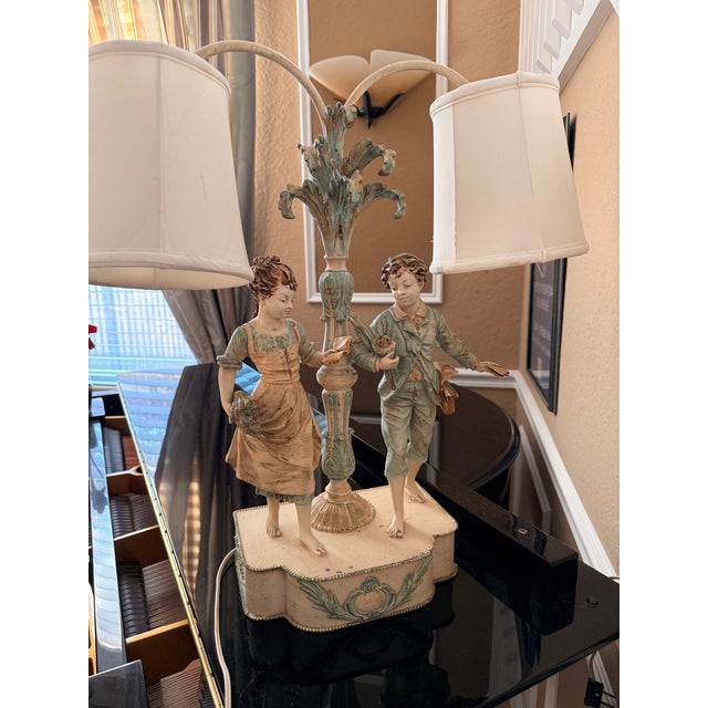 Vintage L&f Moreau Dual Lamp Collection Francaise Sculpture Figural Lamp Foundry Mark. Rare. For Sale - Image 14 of 15