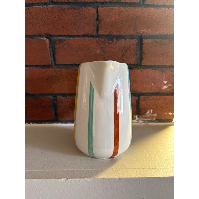 Ceramic Mid 20th Century De Sphinx Holland Parafeu Pitcher – Hand Decorated Dutch Mid Century Ceramic For Sale - Image 7 of 12