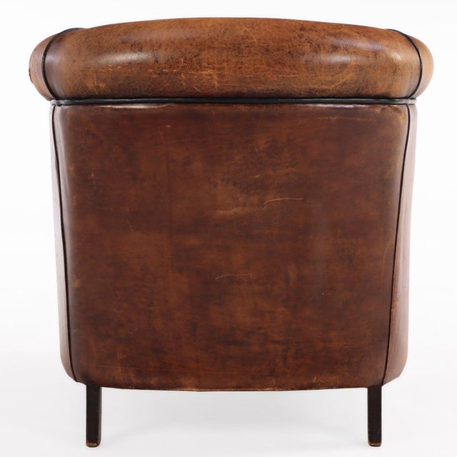 Dutch Art Deco Style Leather Club Chair, C. 1960. For Sale - Image 4 of 8