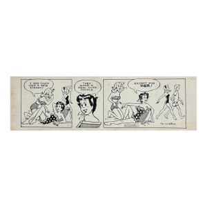 Jerry Walter & Linda WalterRare 1950s Original Syndicated Ink Drawing Cartoon Strip Susie Q Smith Comic Art, 1954