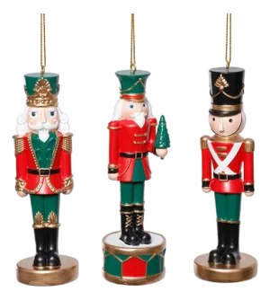 Feya Nutcracker Holiday Resin Ornaments, Assorted Set of 6 Pieces