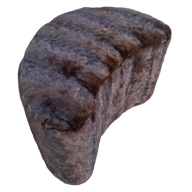 Mid-Century Modern Vladimir Kagan Design Nautilus Ottoman Upholstered in Mink Fur For Sale - Image 3 of 8