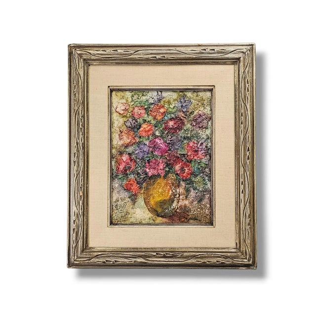 Milanese Impressionist Heavy Impasto Floral Painting, Mid-20th Century Signed For Sale - Image 12 of 12