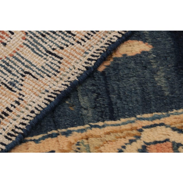 Hand-Knotted Traditional Mahal Floral Vintage Persian Runner in Blue and Yellow For Sale - Image 9 of 9