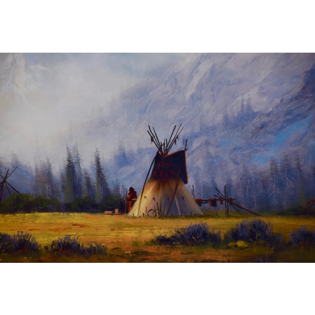 Native American Encampment in a Valley, Limited Edition Hartwig Signed Print For Sale - Image 4 of 7
