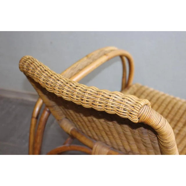 Bauhaus Bamboo and Rattan Armchair in Erich Dieckmann Style For Sale - Image 3 of 9