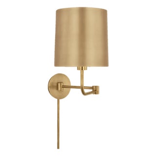 Barbara Barry for Visual Comfort Signature Go Lightly Swing Arm Wall Light in Soft Brass with Soft Brass Shade For Sale