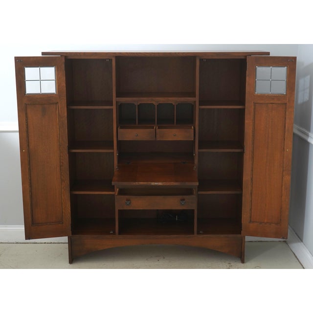 Mission Stickley Mission Oak Harvey Ellis Inlaid Fall Front Bookcase For Sale - Image 3 of 18