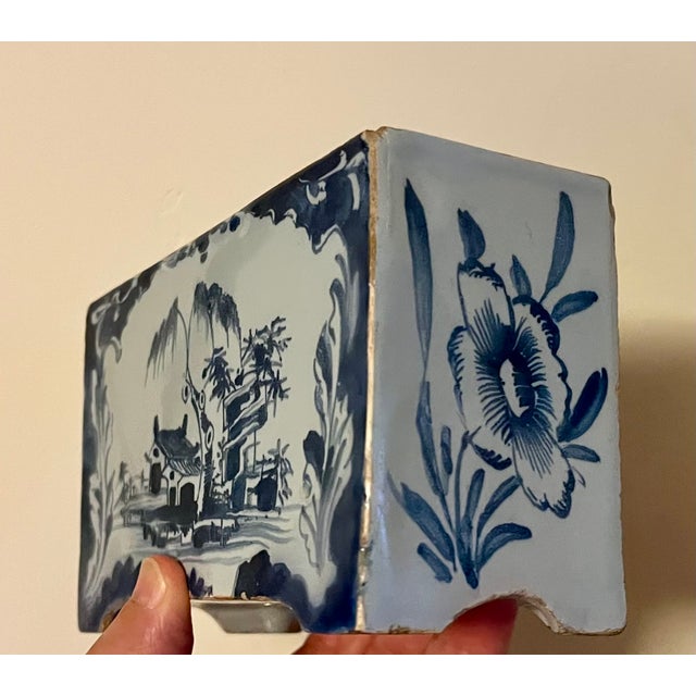 Antique 18th Century English George III Lambeth Delft Blue & White Pottery Flower Brick Circa 1770 For Sale - Image 12 of 16