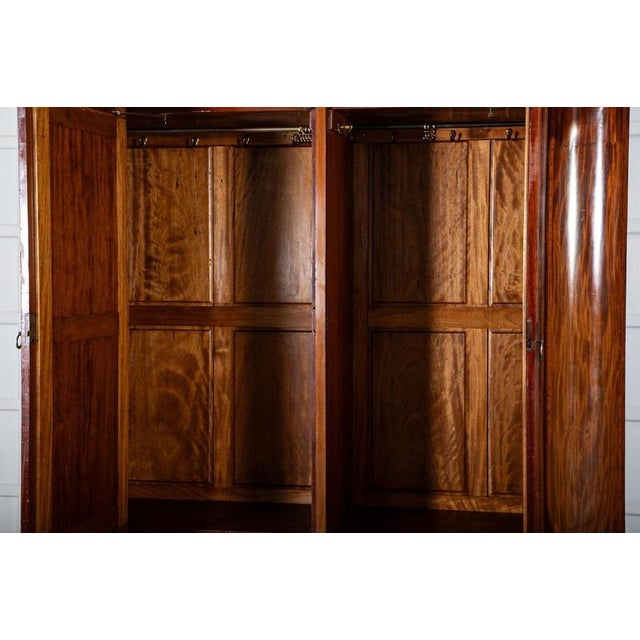 Large English Mahogany Inverted Breakfront Mirrored Wardrobe, 1870 For Sale - Image 14 of 18
