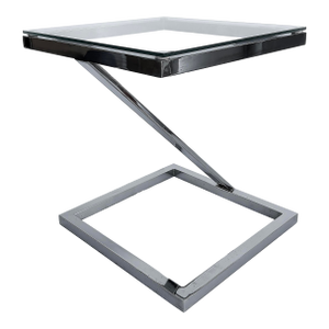 Mid-Century Pace Collection "Z" Chrome Glass Side Table