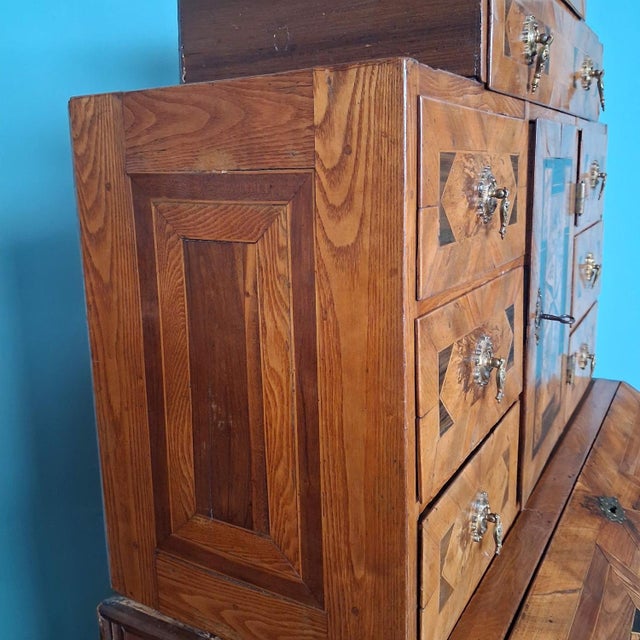 Antique Secretary Desk with Inlays and Drawers For Sale - Image 5 of 18