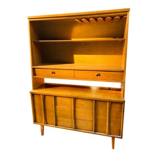 1970s Mid-Century Wooden Bar and Hutch For Sale