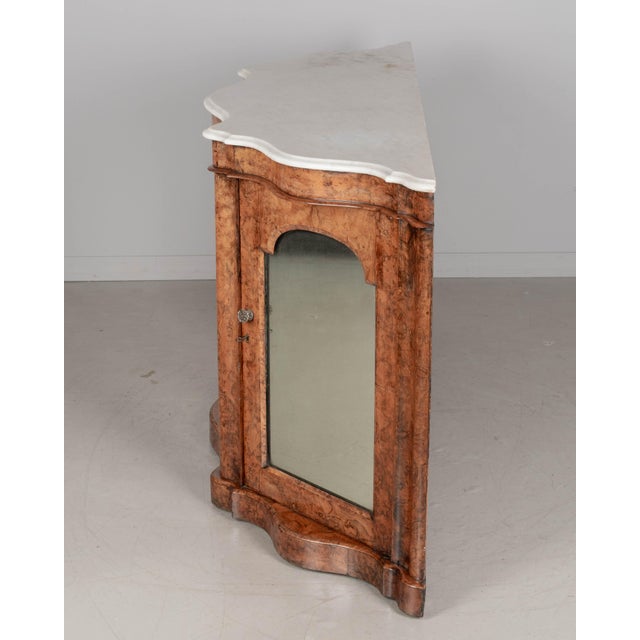 English Victorian Burl Walnut Serpentine Marble Top Sideboard For Sale In Orlando - Image 6 of 12