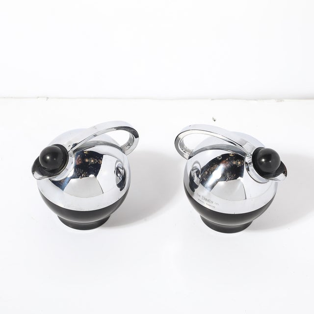 Chrome Art Deco "Spherical Miracle" Chrome & Bakelite Thermos Bottles by Raymond Loewy For Sale - Image 8 of 16