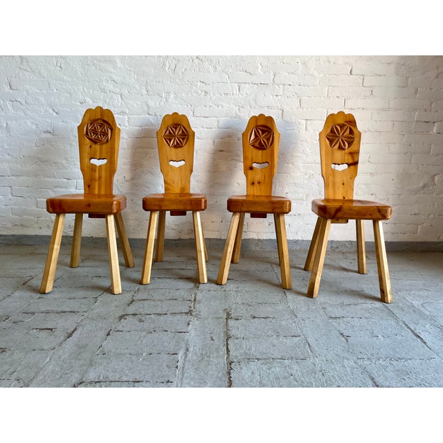 Rustic Wooden Chairs, Italy, Set of 4 For Sale - Image 3 of 18