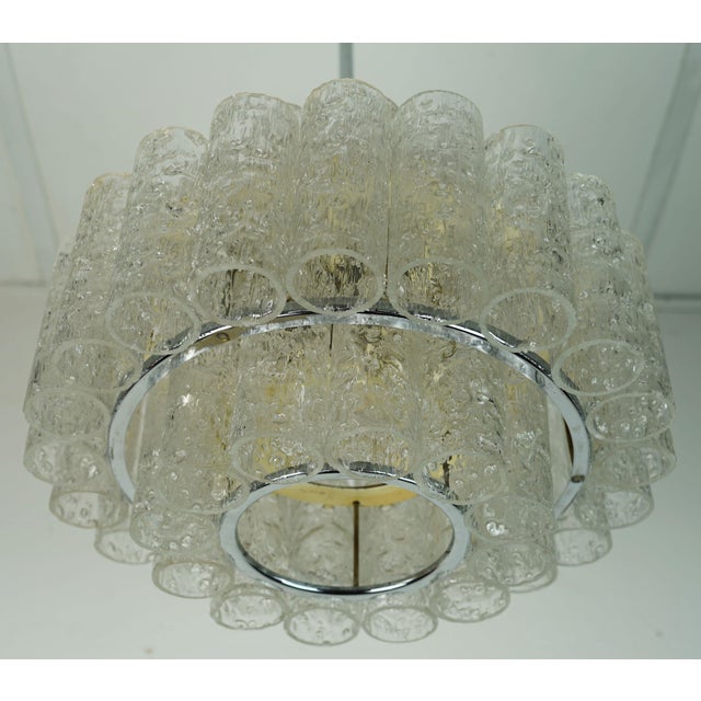 Mid-Century Ice Glass 3-Tier Chandelier with 45 Glass Tubes from Doria Leuchten, 1960s For Sale - Image 16 of 17
