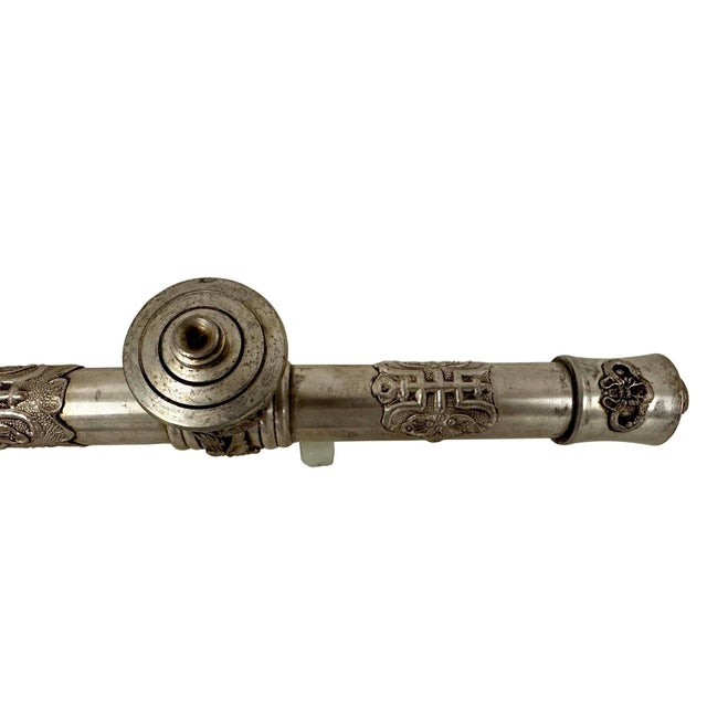 Antique Chinese/Tibetan Silver Smoking Pipe, Late Qing Dynasty, Handcrafted Art For Sale In Los Angeles - Image 6 of 14